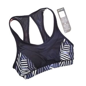 Kyodan Keyhole Back Mixed Media Racerback Keyhole Sports Bra szS